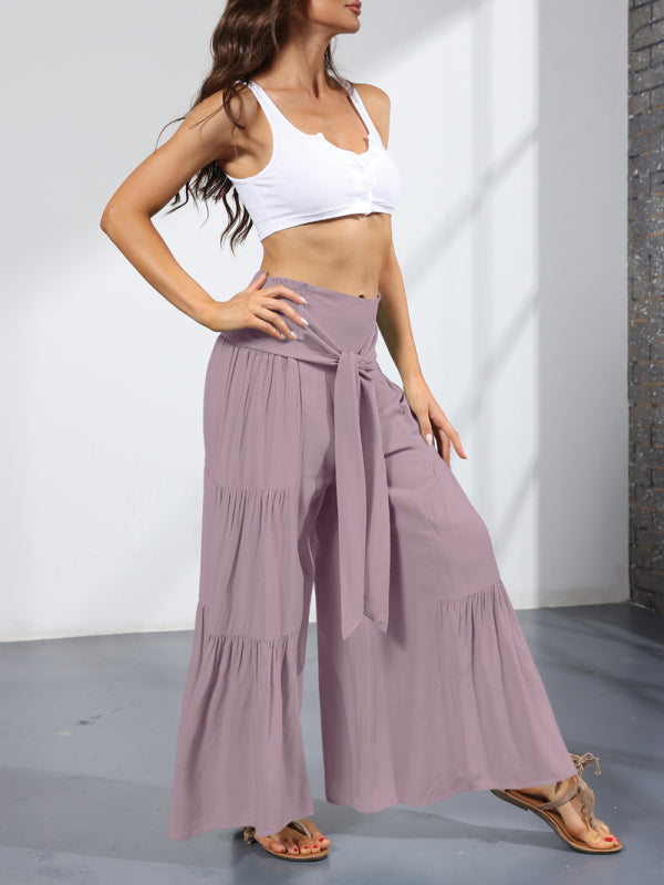 Wide leg cotton trousers