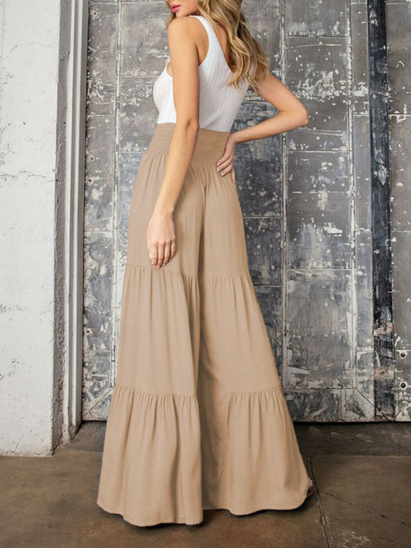Wide leg cotton trousers