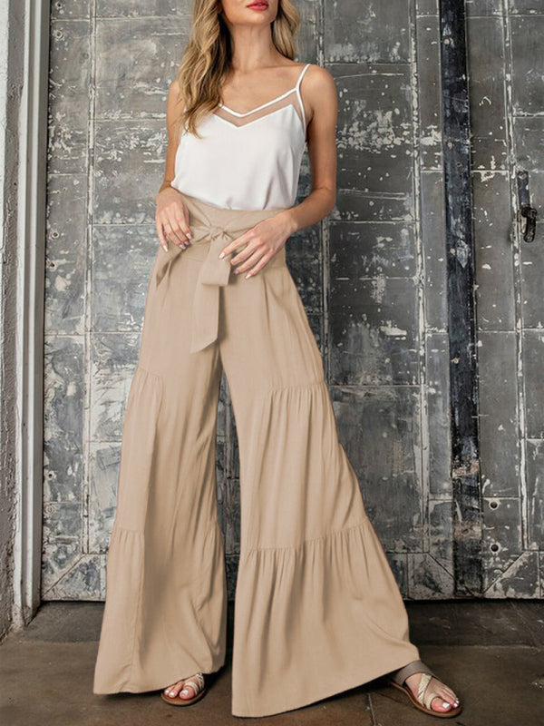 Wide leg cotton trousers