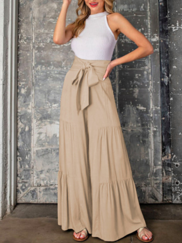 Wide leg cotton trousers