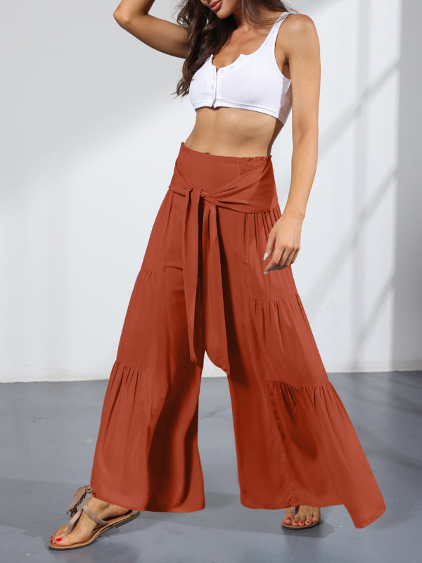 Wide leg cotton trousers