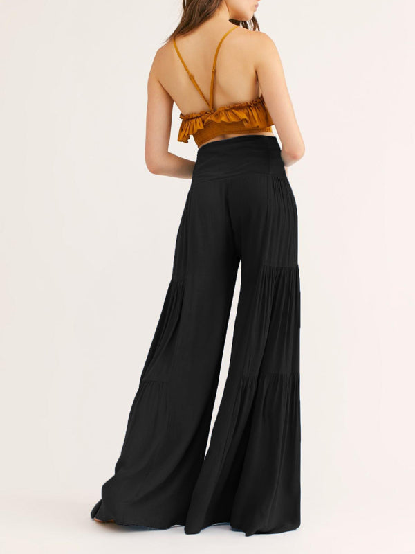 Wide leg cotton trousers