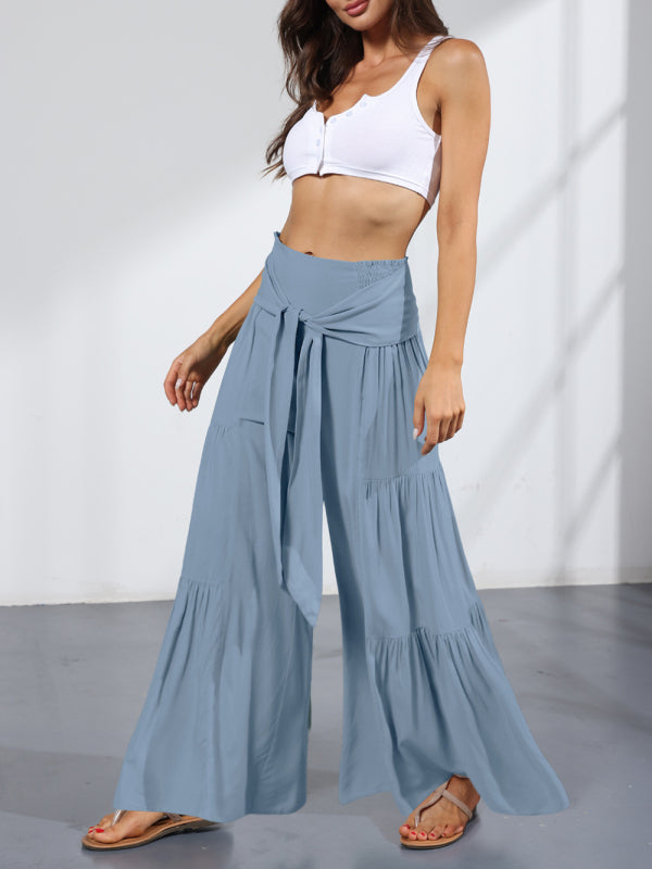 Wide leg cotton trousers