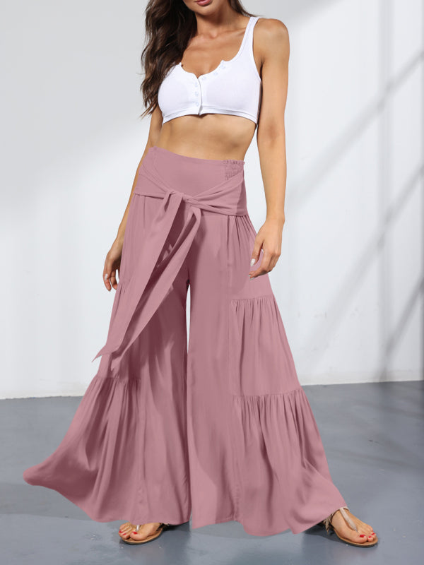 Wide leg cotton trousers