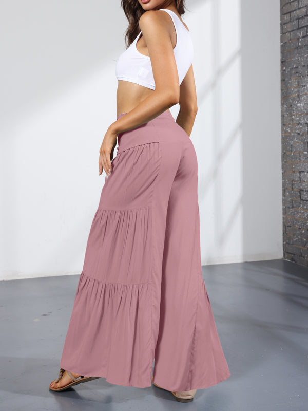 Wide leg cotton trousers
