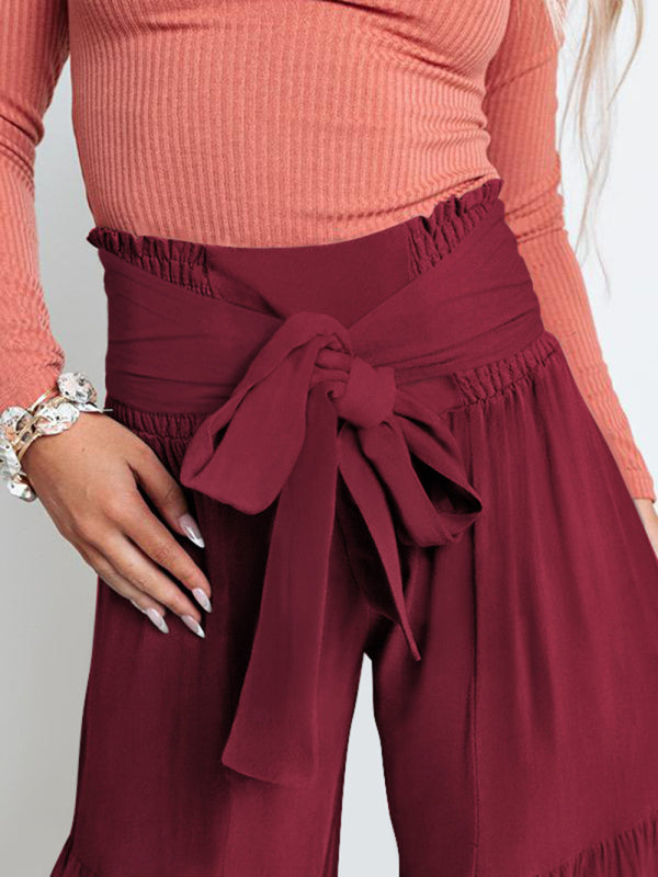 Wide leg cotton trousers