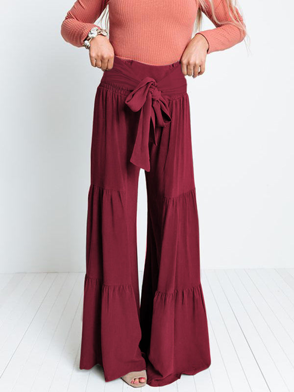Wide leg cotton trousers