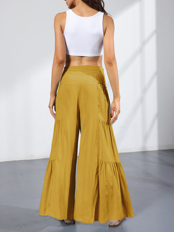 Wide leg cotton trousers