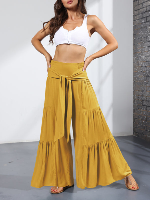 Wide leg cotton trousers