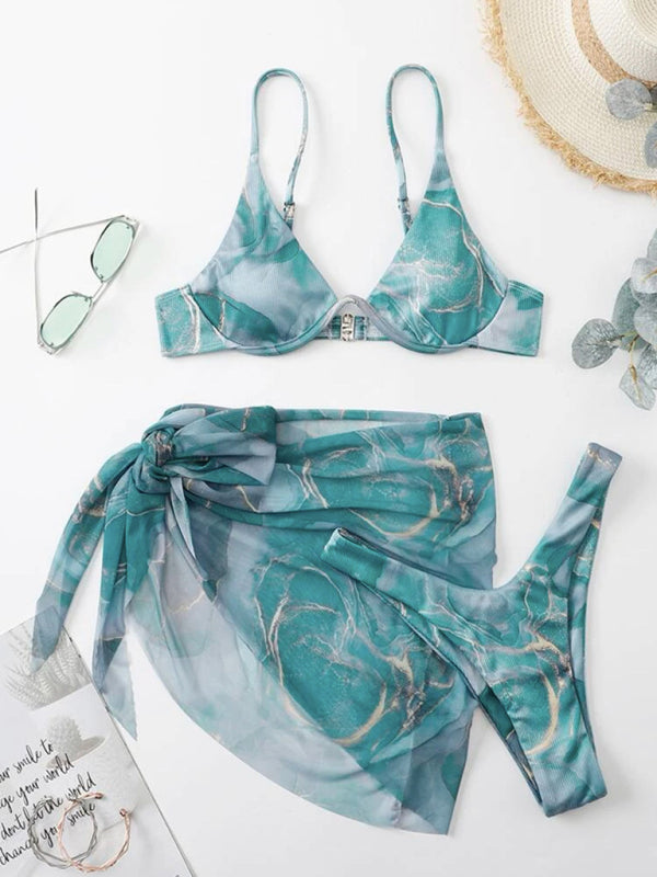 Marmora dizaina trīsdaļīgs bikini komplekts 