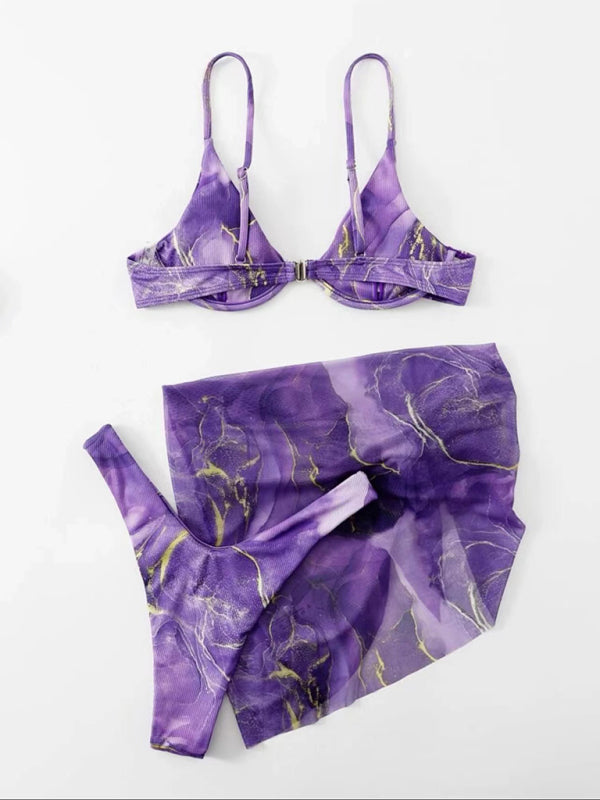 Marmora dizaina trīsdaļīgs bikini komplekts 