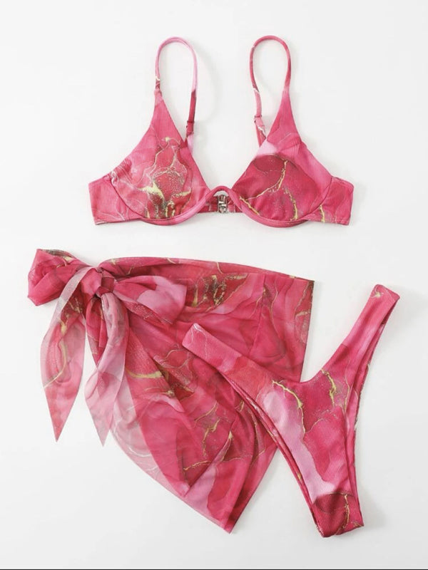 Marmora dizaina trīsdaļīgs bikini komplekts 